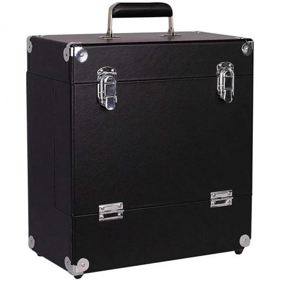Retro Musique 12 Inch Wooden Vinyl Storage Case For 35 Lps Black