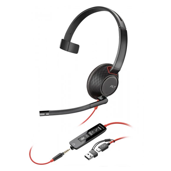 Наушники Poly Blackwire 5210 USB-A/C 3.5 мм Black (8X230AA)