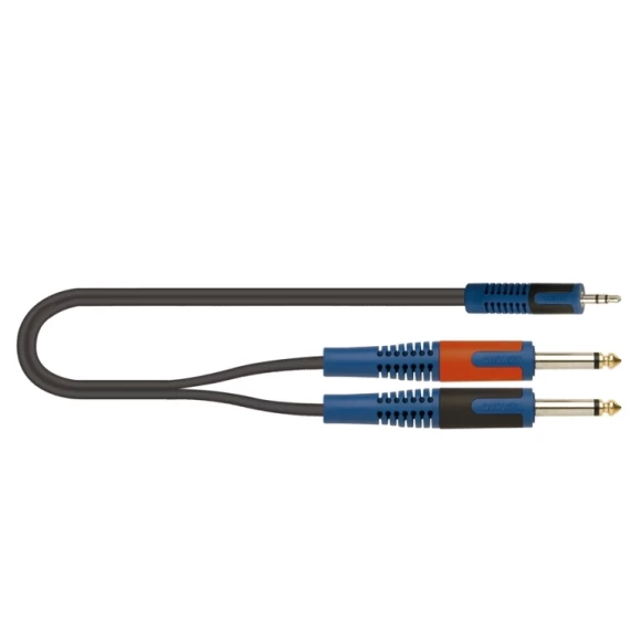 Кабель комутационный инсертный Quik Lok RKSA140-5 (stereo jack 3.5 - 2xmono jack 6.3, 5 m)