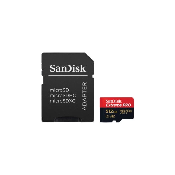 Карта памяти SanDisk 512 GB microSDXC UHS-I U3 Extreme Pro+SD Adapter