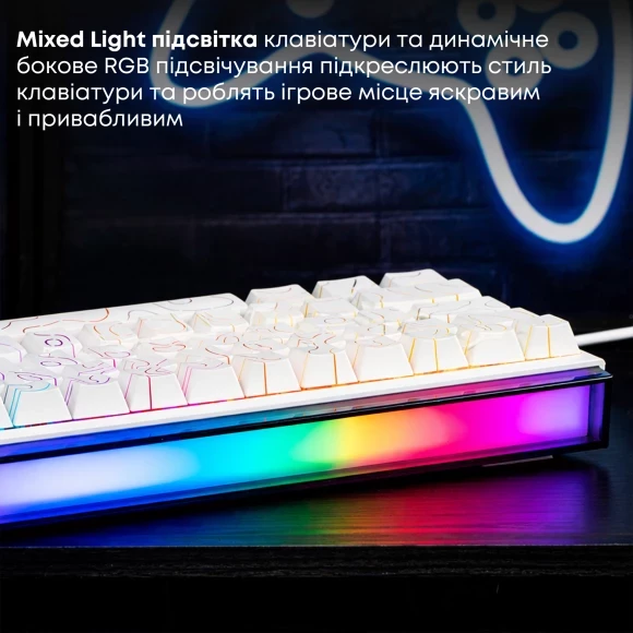 Ігрова клавіатура Ajazz NK68 Red switches Side contour White (NK68