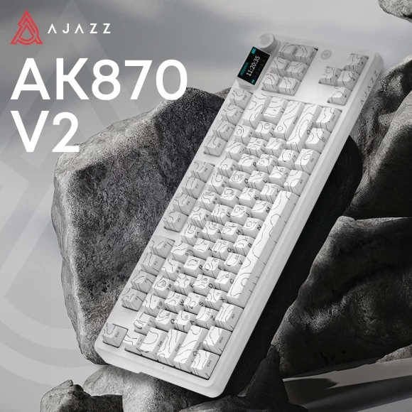 Игровая клавиатура Ajazz AK870 V2 Side Contour White (AK870-V2-S-W