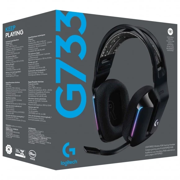 Logitech G733 Lightspeed Wireless RGB Gaming Headset - Black